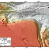 Rilevazioni batimetriche della costa di Bari, la zona pi� scura corrisponde al Canyon 